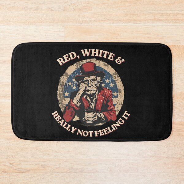 Item preview, Red White & Really Not Feeling It Funny Tired Uncle Sam Coffee Vintage T-Shirt designed and sold by FizjoHed.
