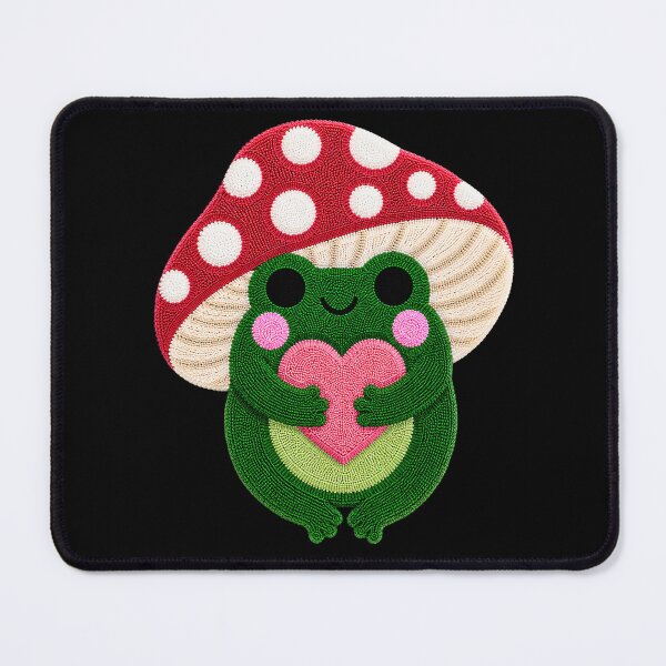 Item preview, Cute Love Frog Kawaii Mushroom Tufted Rug Art designed and sold by ColorSplash123.