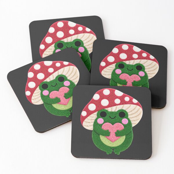 Item preview, Cute Love Frog Kawaii Mushroom Tufted Rug Art designed and sold by ColorSplash123.