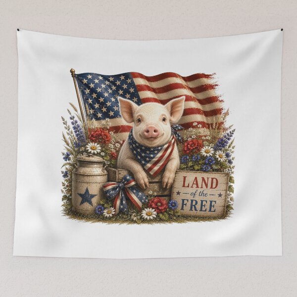 Item preview, Patriotic Pig American Flag Farmhouse Design designed and sold by PetalGarden.