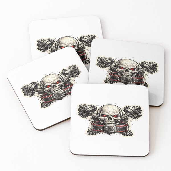 Item preview, Skull with Weightlifting Belt and Dumbbells designed and sold by Strong-GYM.