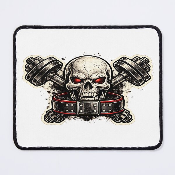 Item preview, Skull with Weightlifting Belt and Dumbbells designed and sold by Strong-GYM.