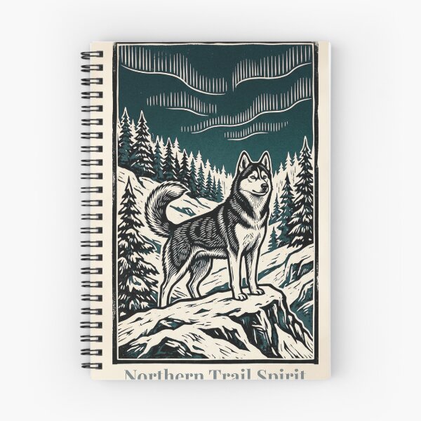 Item preview, Siberian Husky Linocut-Style Print | Winter Folk Art | Dog Lover Nature Gift designed and sold by CulturalCurios.