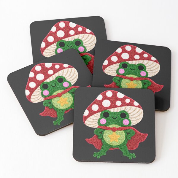 Item preview, Cute Superhero Frog Kawaii Mushroom Tufted Rug Art designed and sold by ColorSplash123.