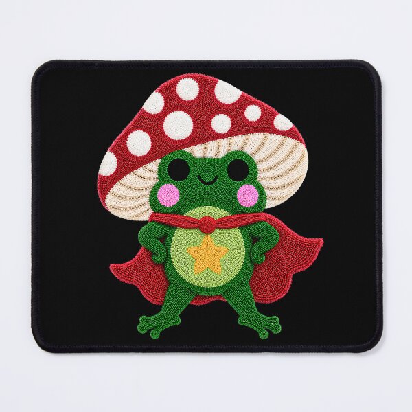 Item preview, Cute Superhero Frog Kawaii Mushroom Tufted Rug Art designed and sold by ColorSplash123.