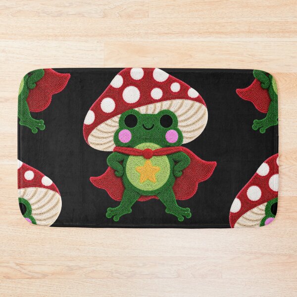 Item preview, Cute Superhero Frog Kawaii Mushroom Tufted Rug Art designed and sold by ColorSplash123.