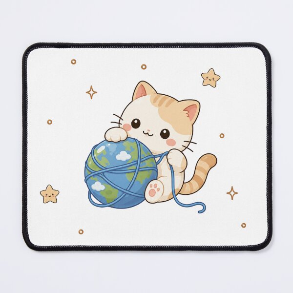 Item preview, Cozy Kawaii Cat Playing With Earth Planet designed and sold by Seculinator.