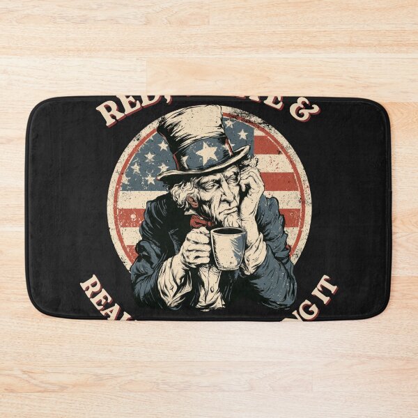 Item preview, Red White & Really Not Feeling It Funny Tired Uncle Sam Coffee Vintage T-Shirt designed and sold by FizjoHed.