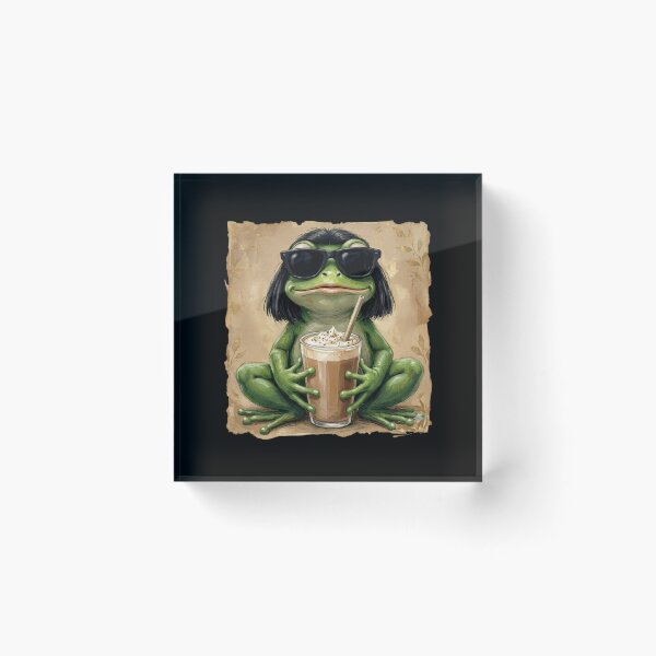 Item preview, Cool Frog With Bob Haircut designed and sold by LunaMagicStudio.