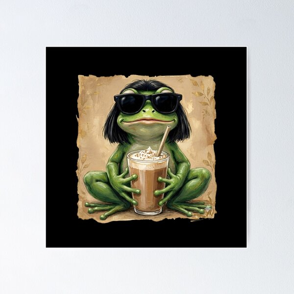 Item preview, Cool Frog With Bob Haircut designed and sold by LunaMagicStudio.