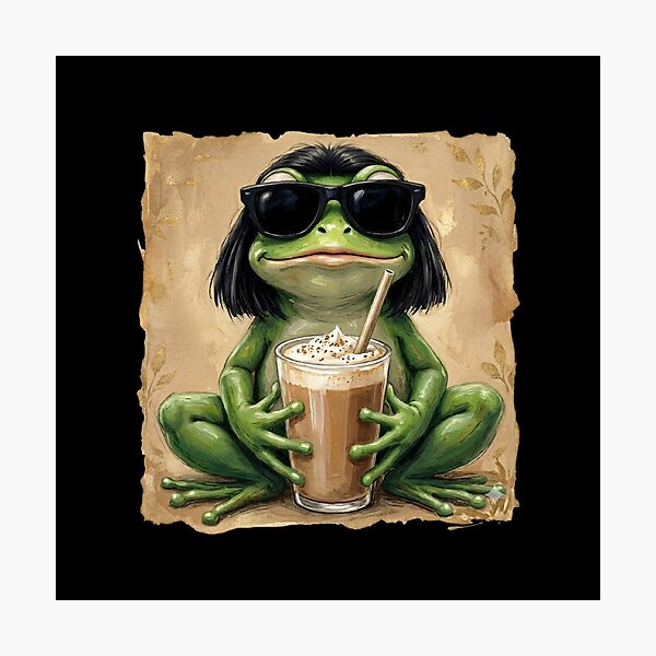 Item preview, Cool Frog With Bob Haircut designed and sold by LunaMagicStudio.