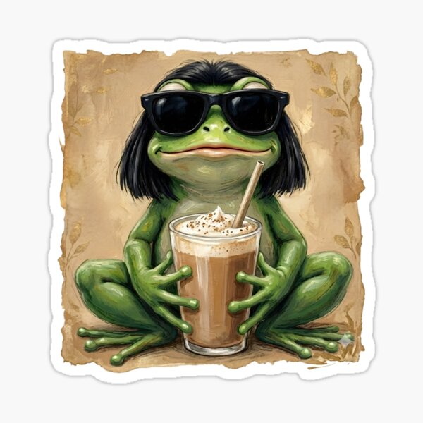 Item preview, Cool Frog With Bob Haircut designed and sold by LunaMagicStudio.