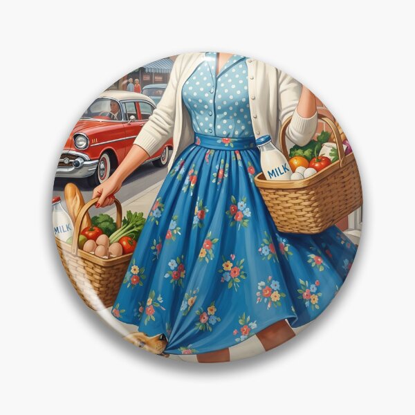 Item preview, Retro 1950s Grocery Shopping and Playful Puppy Art designed and sold by Vincent-68.