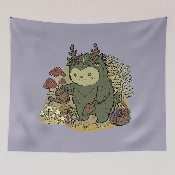 Item preview, Forest Creature Gardening Mushroom Illustration designed and sold by LeshanArt.