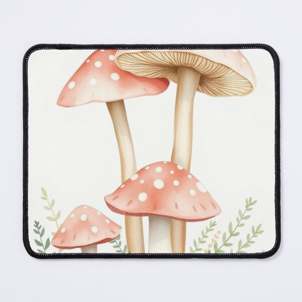Item preview, Watercolor Soft Red Spotted Mushroom Cluster Print designed and sold by Vida e Arte.