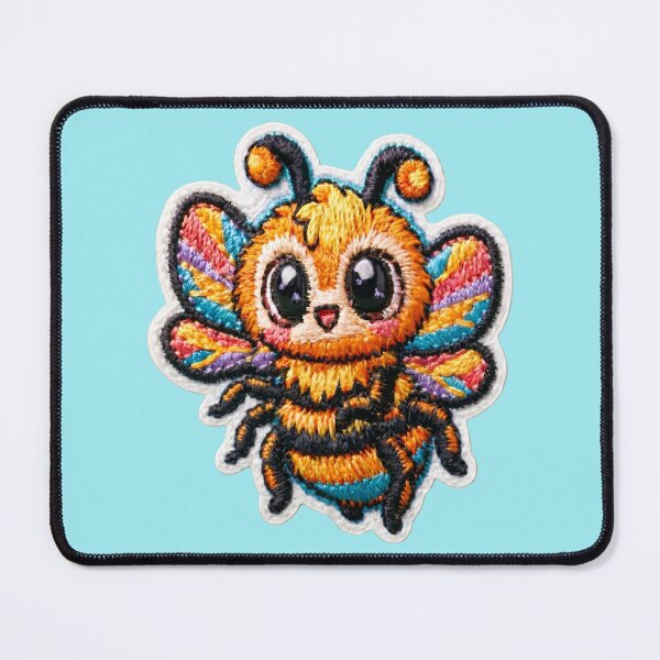 Item preview, Cute Pride Bee | Rainbow Embroidery Art designed and sold by MegaNovaArt.