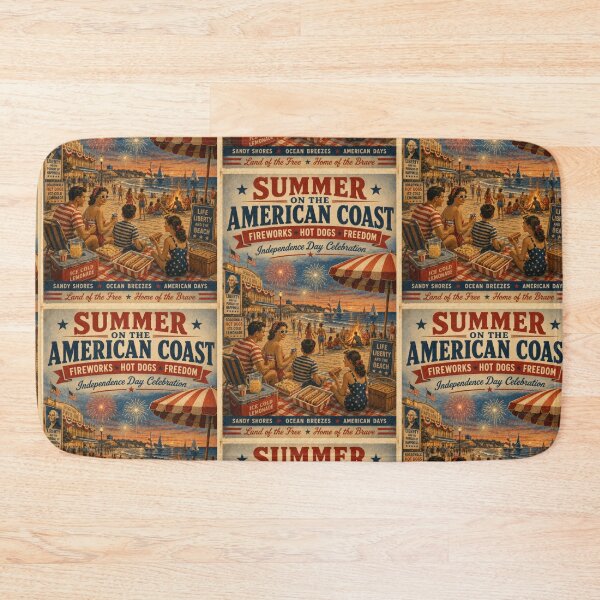 Item preview, Patriotic Beach Day Summer Americana Coastal Retro Design designed and sold by TheTrendsDesk.