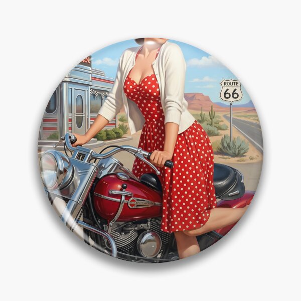 Item preview, Route 66 Vintage Pin Up Girl Motorcycle Art designed and sold by Vincent-68.