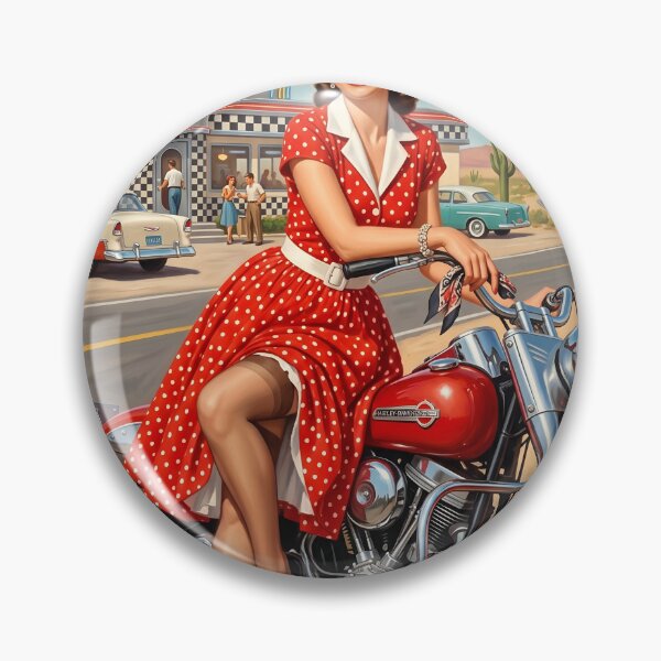 Item preview, Retro Route 66 Pin Up Girl Diner Motorcycle Poster designed and sold by Vincent-68.