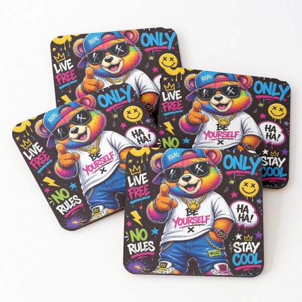 Item preview, Good Vibes Only Hip Hop Rainbow Teddy Bear Be Yourself designed and sold by AgnesB77.