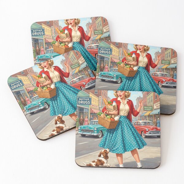 Item preview, Vintage 1950s Retro Woman with Puppy Illustration designed and sold by Vincent-68.