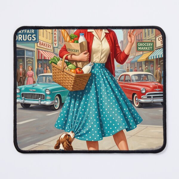 Item preview, Vintage 1950s Retro Woman with Puppy Illustration designed and sold by Vincent-68.
