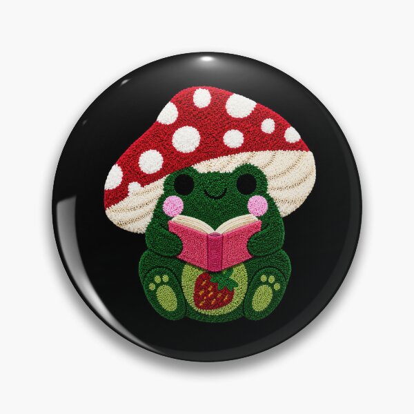 Item preview, Cute Reading Frog Strawberry Mushroom Kawaii Tufted Rug Art designed and sold by ColorSplash123.