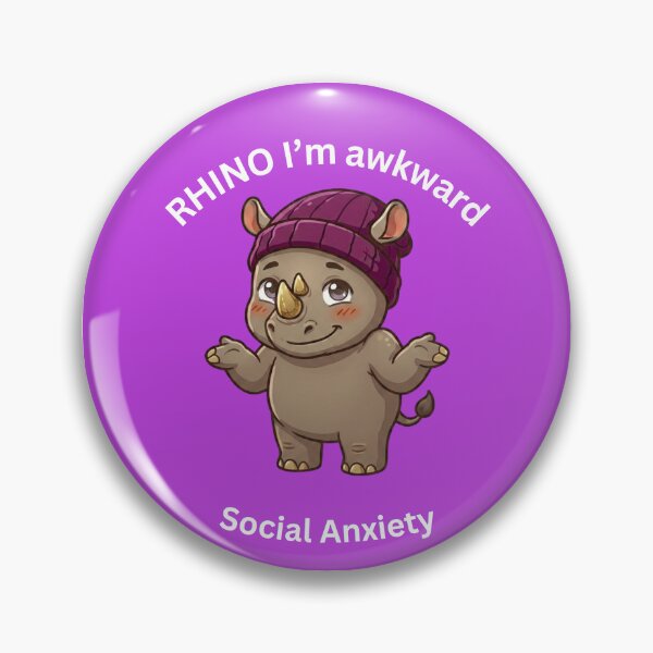 Item preview, Cute Socially Anxious Rhino [Square Edition] designed and sold by Social Signals.