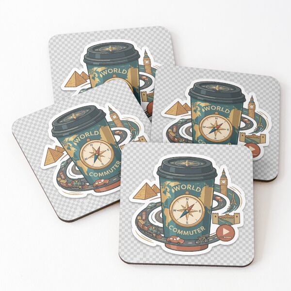 Item preview, World Commuter Travel Coffee Cup Sticker - Global Wanderlust Adventure designed and sold by venus-st.