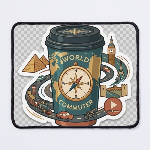 Item preview, World Commuter Travel Coffee Cup Sticker - Global Wanderlust Adventure designed and sold by venus-st.