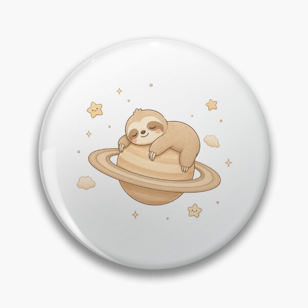 Item preview, Cozy Kawaii Sleeping Sloth Saturn Illustration designed and sold by Seculinator.
