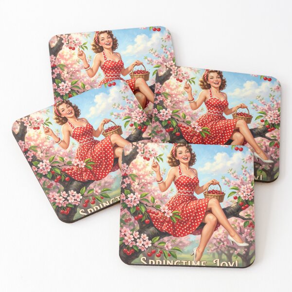 Item preview, Vintage Cherry Picking Pin Up Spring Art Poster designed and sold by Vincent-68.