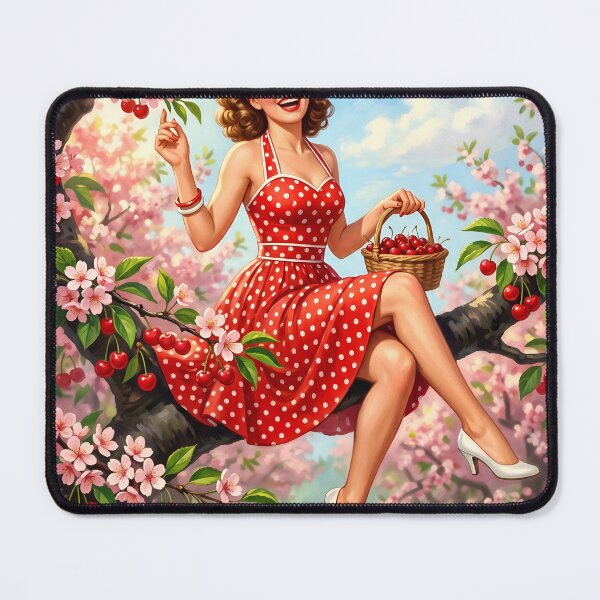 Item preview, Vintage Cherry Picking Pin Up Spring Art Poster designed and sold by Vincent-68.