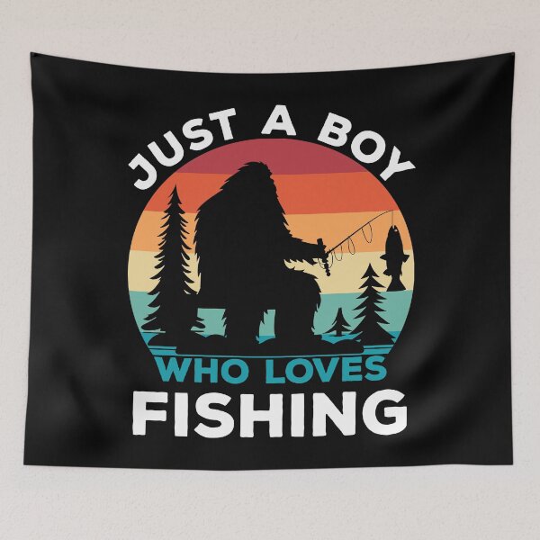 Item preview, Just Boy Who Loves Fishing Funny Fisherman Bigfoot Fish designed and sold by SecretDicer.