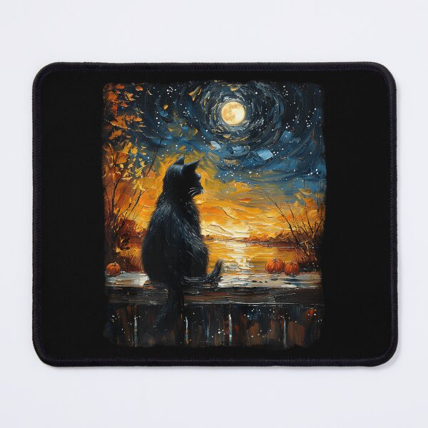 Item preview, Van Gogh Starry Night Black Cat Pumpkins Funny Halloween designed and sold by Littermin.