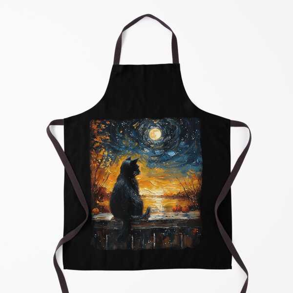 Item preview, Van Gogh Starry Night Black Cat Pumpkins Funny Halloween designed and sold by Littermin.