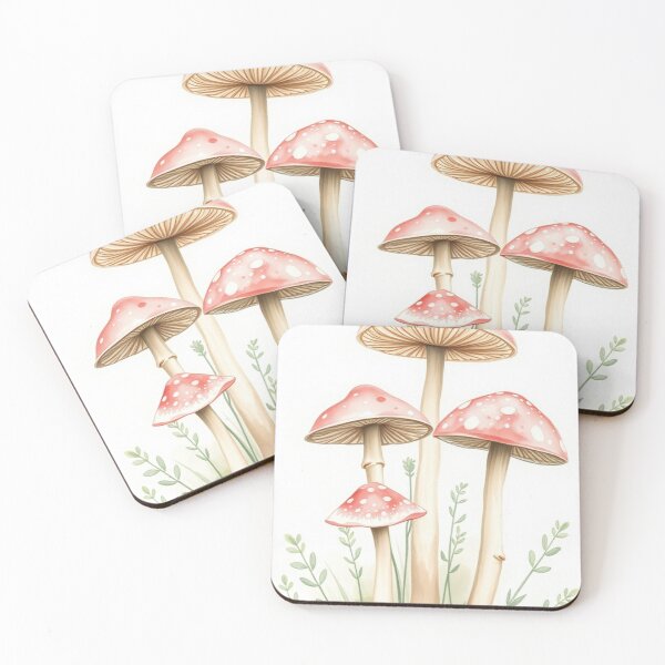 Item preview, Watercolor Red Spotted Mushroom Meadow Botanical Print designed and sold by Jade Ado.