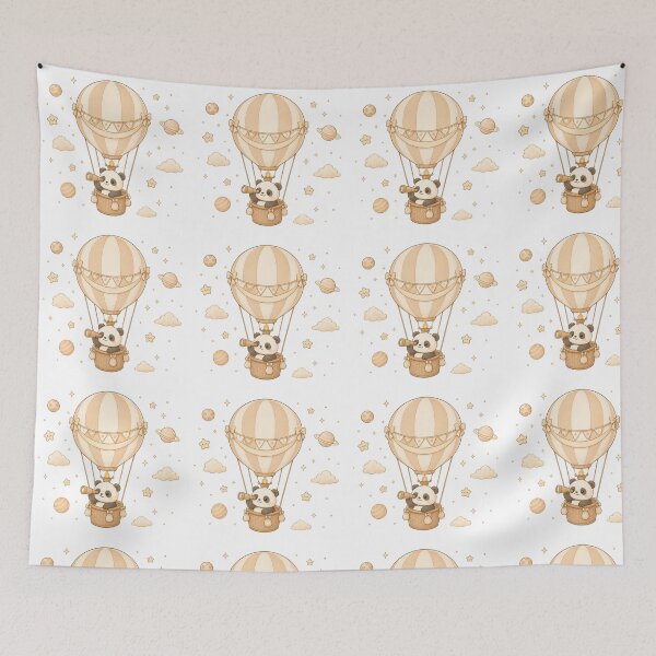 Item preview, Cozy Kawaii Space Panda Hot Air Balloon Illustration designed and sold by Seculinator.