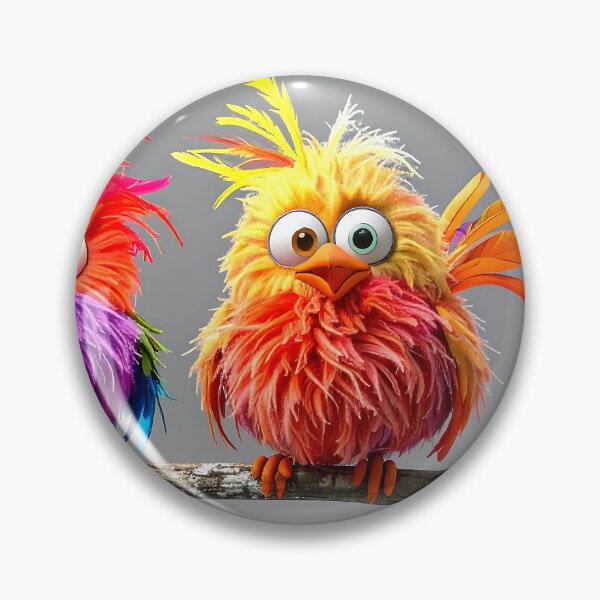 Item preview, Colorful Fluffy Cartoon Birds on a Branch designed and sold by ToxicInkArt.