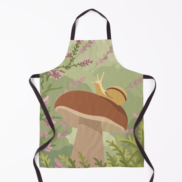 Item preview, Whimsical Snail on a Wild Mushroom Cottagecore landscape illustration designed and sold by BrownHorse90s.