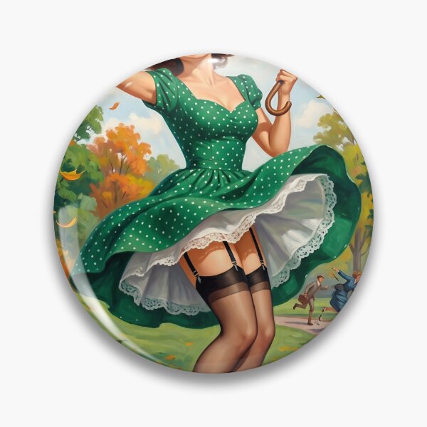 Item preview, Vintage 1950s Autumn Wind Pin-Up Girl Wall Art designed and sold by Vincent-68.