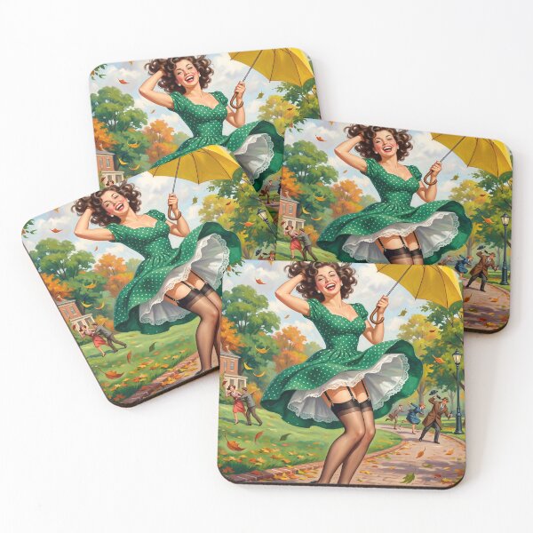 Item preview, Vintage 1950s Autumn Wind Pin-Up Girl Wall Art designed and sold by Vincent-68.