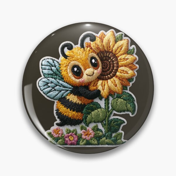 Item preview, Cute Sunflower Bee Embroidery Patch designed and sold by MegaNovaArt.