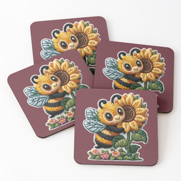 Item preview, Cute Sunflower Bee Embroidery Patch designed and sold by MegaNovaArt.