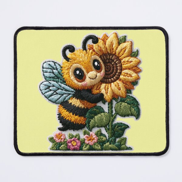 Item preview, Cute Sunflower Bee Embroidery Patch designed and sold by MegaNovaArt.