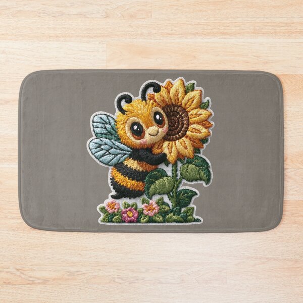 Item preview, Cute Sunflower Bee Embroidery Patch designed and sold by MegaNovaArt.