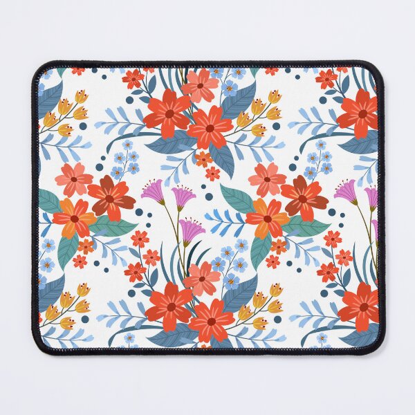 Item preview, Vintage white Folk Floral Pattern - Vibrant Orange and Pink Botanical Art designed and sold by abdallatigle.