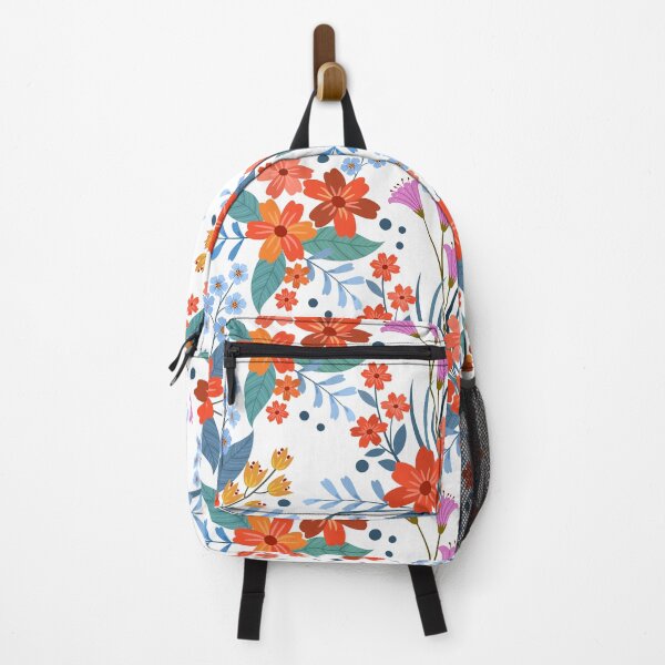 Item preview, Vintage white Folk Floral Pattern - Vibrant Orange and Pink Botanical Art designed and sold by abdallatigle.