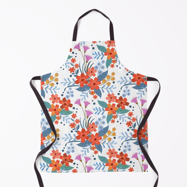 Item preview, Vintage white Folk Floral Pattern - Vibrant Orange and Pink Botanical Art designed and sold by abdallatigle.