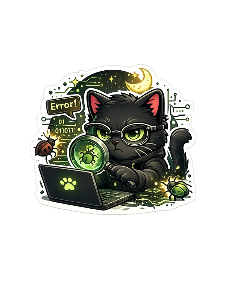 Thumbnail 4 of 4, iPhone Case, Debugging Cat Sticker designed and sold by NexaMintStudio.